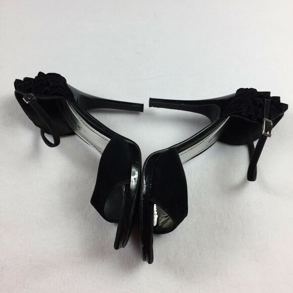 Dollhouse Maneater Heels Size 8.5 Sexy Black Ruffle Open Toe Pumps Womens 8 1/2 - Picture 5 of 8